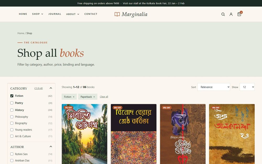 Marginalia Shop theme